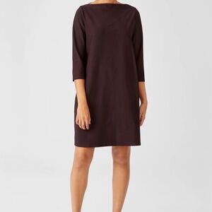 Eileen Fisher washable crepe boat neck dress